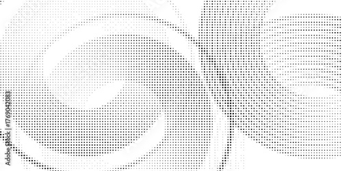 Flowing dots particles wave pattern halftone gradient curve shape isolated on white background