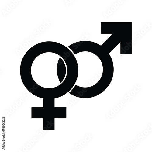 Intertwined male and female gender symbols representing relationships and equality
