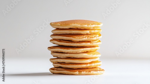 Wallpaper Mural Stack of fluffy pancakes arranged neatly on a white surface for breakfast or brunch with syrup and butter nearby Torontodigital.ca