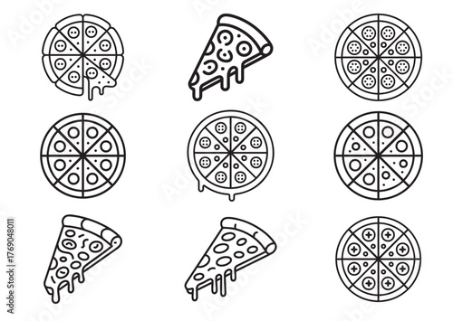 Pizza Line art vector Set