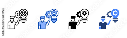Project Management icon set multiple style collection