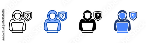Cybersecurity icon set multiple style collection