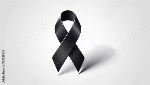 Mourning ribbon on white background, symbol of mourning.