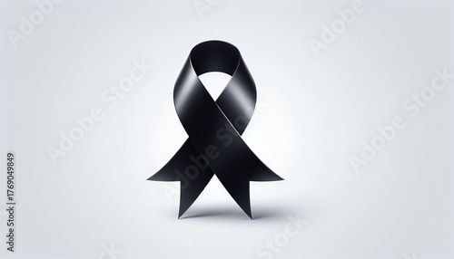 Mourning ribbon on white background, symbol of mourning.