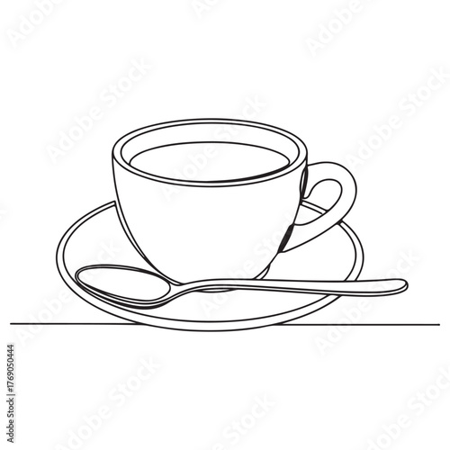 A woman stretching in a crescent lunge pose, depicted in a single continuous line drawing. A minimalist concept of fitness and health.