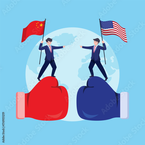 USA and China trade war illustration vector