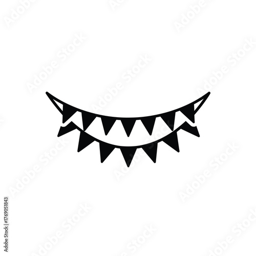 Black bunting flags garland curved shape vector