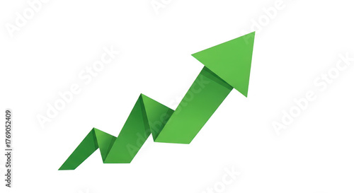 Fototapeta Naklejka Na Ścianę i Meble -  Green arrow rising isolated on transparent background