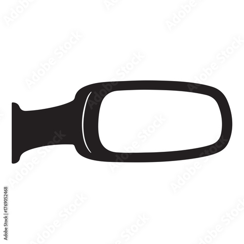 Car side mirror black silhouette for transportation and automotive industry illustration on white background providing safety and visibility enhancing driving experience