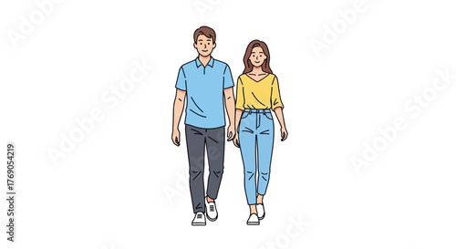 Casual couple strolling together illustrating modern relationships and style choices for leisure