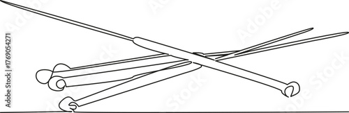 One continuous single drawing line art flat doodle needle, acupuncture, therapy, acupressure, alternative, health, medicine, treatment. Isolated image hand draw contour on a white background, hand dra