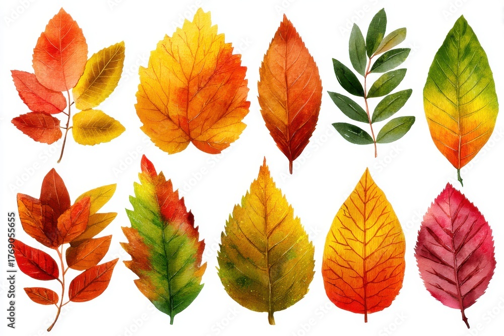 Obraz premium Autumn leaves clipart image for creative projects and seasonal nature backgrounds