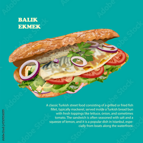 Turkish Balik Ekmek Vector Illustration