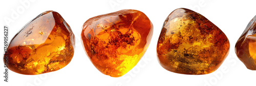 Amber gemstones, polished and glowing