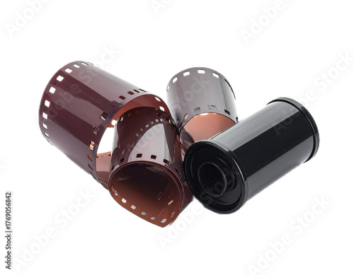 35mm camera film. Photographic film. Film cartridge for still camera isolated.