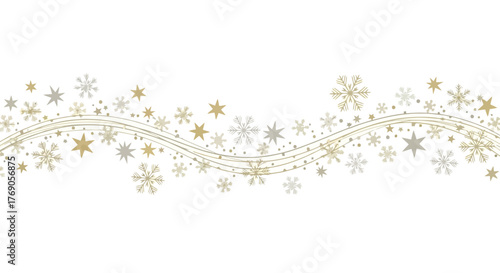 Festive Snowflake Stream A Delicate Winter Holiday Border for Celebrations and Designs