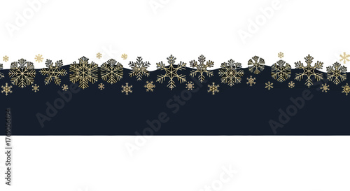 Elegant Winter Snowflake Border Gold Accents on Navy - Perfect for Holiday Designs