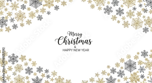 Elegant Christmas Celebration Festive Snowflakes and Wishes for a Merry Christmas and Happy New Year