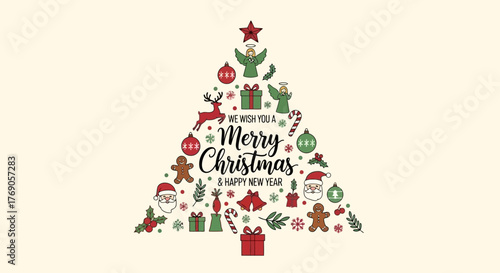 Christmas Tree Illustration Festive Holiday Design for Seasonal Greetings and Celebrations