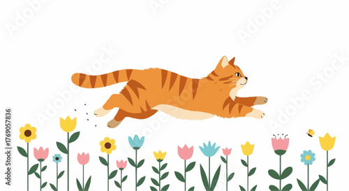 cat and flowers