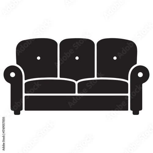 Stylish Black and White Sofa Silhouette Vector Illustration for Interior Design and Furniture Concepts Graphic Art