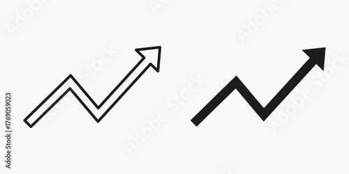 Minimal gray vector stock arrow icon, ideal for finance, trading, and business growth designs.