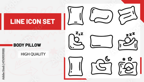 Qulityful Body pillow line icon set
