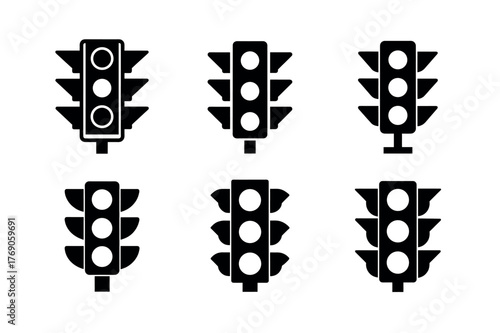 Traffic Light Icons Set — Road Signal and Stoplight Symbols