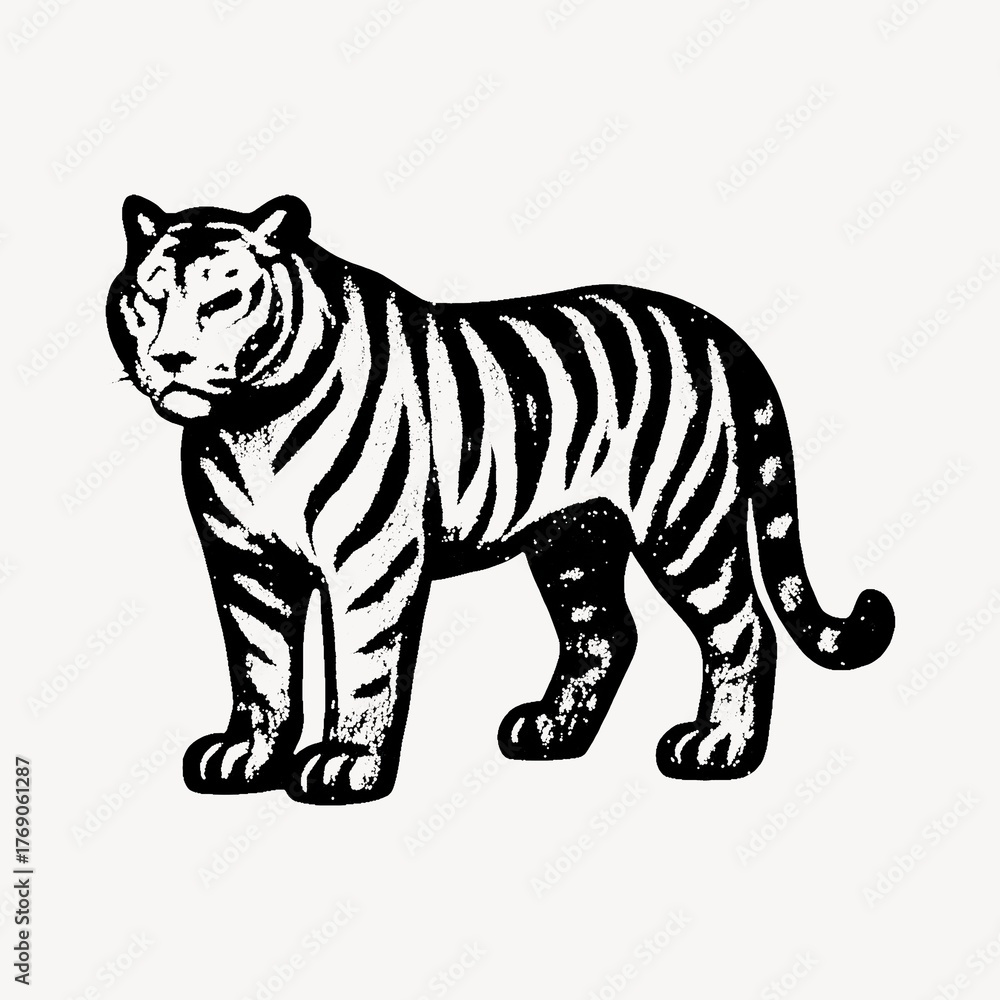 Fototapeta premium Vintage tiger illustration silhouette