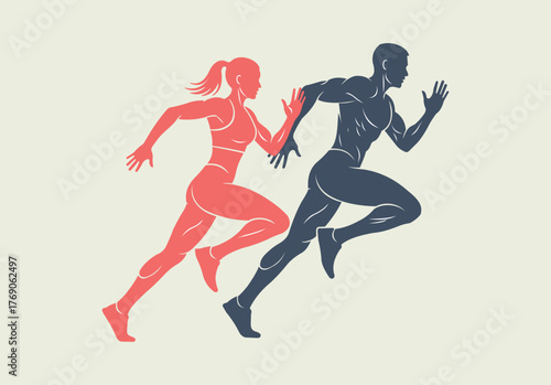 Man and woman running together for fitness and sport