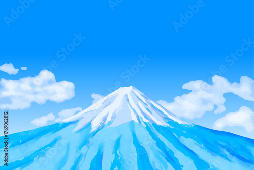 雪を被った富士山の背景　ai