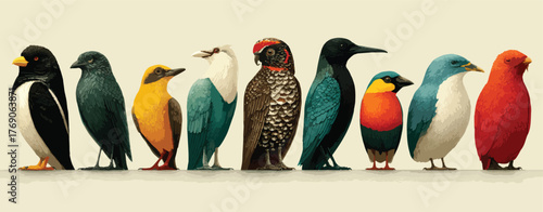 Beautiful Exotic Birds Vector Art.