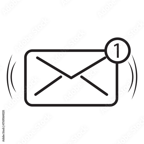 1 incoming message icon. 1 incoming mail icon. 1 incoming email icon. vektor. 