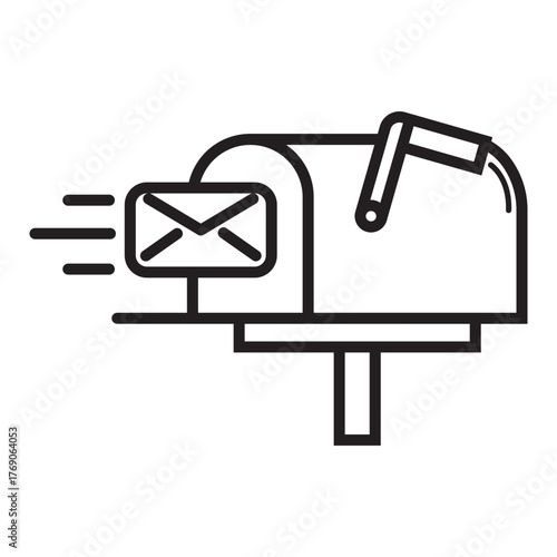 mailbox icon. the letter enters the mailbox icon. 