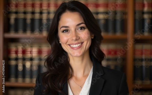 Woman Attorney in Law Office, Library. High quality