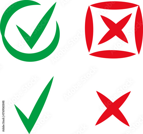 Green check mark icon, approval button sign, tick and cross symbols. Tick Cross Signs Green Checkmark Ok .