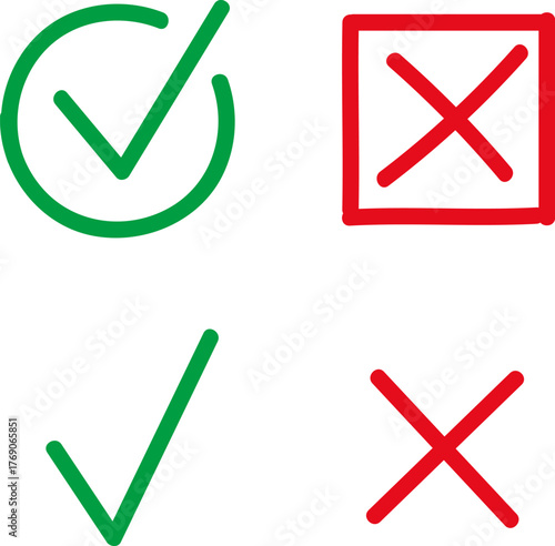 Green check mark icon, approval button sign, tick and cross symbols. Tick Cross Signs Green Checkmark Ok .
