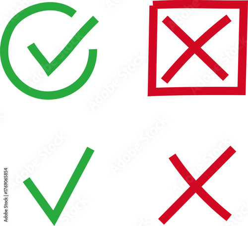 Green check mark icon, approval button sign, tick and cross symbols. Tick Cross Signs Green Checkmark Ok .