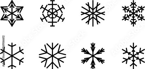 Snowflake snow freeze winter thin line outline icon. Snowflakes thin line icon set. Snowflake Simple Vector illustration .