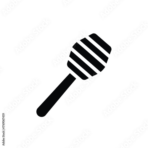 Black honey dipper icon on white background stick tool