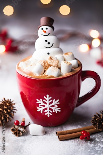 Hot chocolate snowman mug christmas.