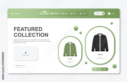 Online store website template. Web design. Modern dashboard UI design