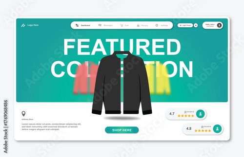 Online store website template. Web design. Modern dashboard UI design