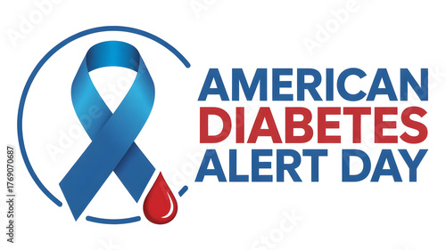 American diabetes alert day awareness ribbon and blood drop for health campaign