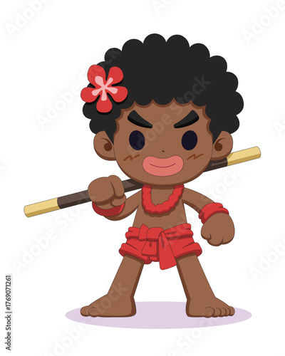 Cute cartoon style Mani native Sakai vector illustration
