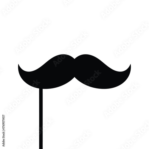 Black mustache prop on a stick white