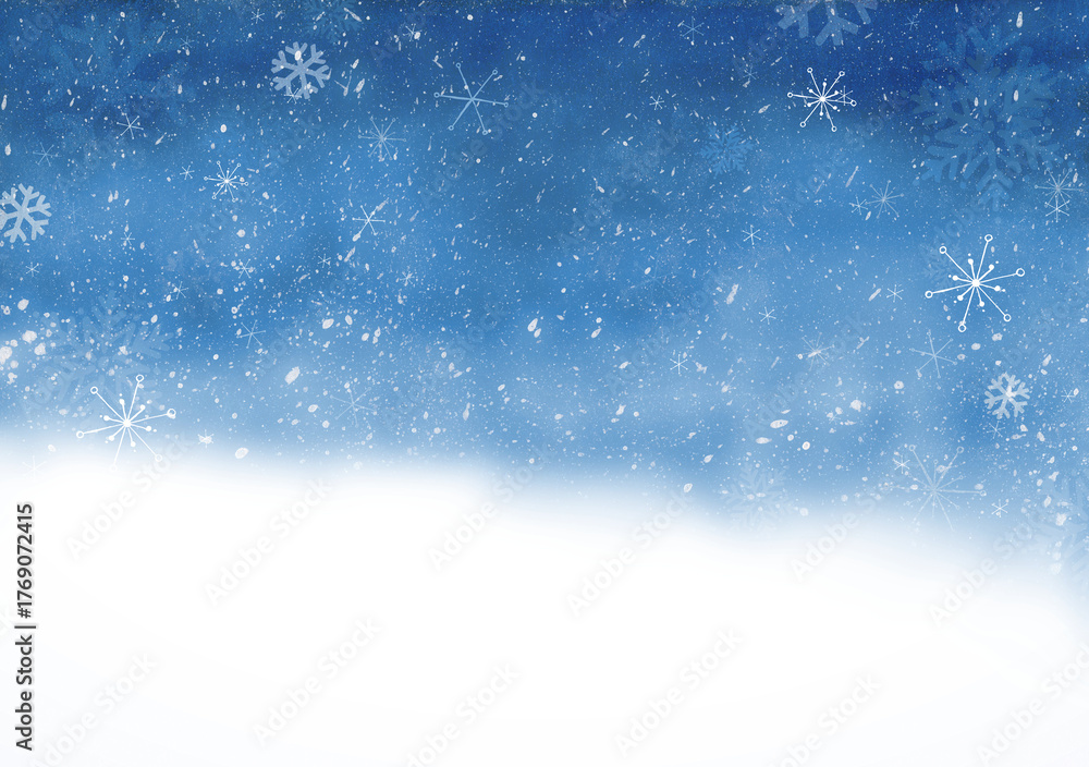 Fototapeta premium Weihnachten Winter Hintergrund, authentisches, handgemaltes Aquarell