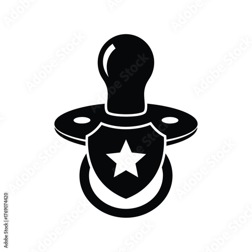 Black pacifier with shield and star icon baby dummy