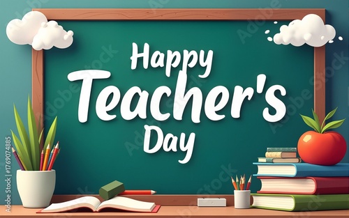 Happy Teacher's day post and greeting card concept background. Creative teacher's day vector education concept. vector illustration. High quality