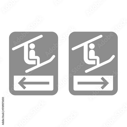 Chair ski lift vector icon. Chairlift or cablecar skiing symbol.